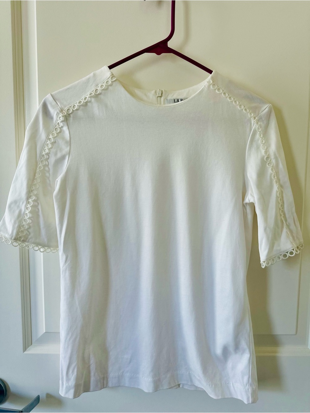 LK Bennett TJ Lana White Lace Trim Top XS